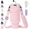 AceTreker Water Bottle Carrier Bag for Stanley 3040oz Tumbler with Handle Simple Modern Sling Holder with Strap 2 Pockets Neoprene Metal Water Bottle Carrying AccessoriesLight Pink