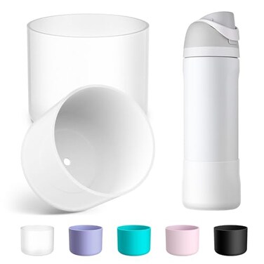 Alwenid 2PCS Silicone Water Bottle Boot for Owala 24 Oz AntiSlip Protective Sleeve Bottom Bumper Protector for FreeSip Twist and Flip Stainless Steel Water Bottles Clear