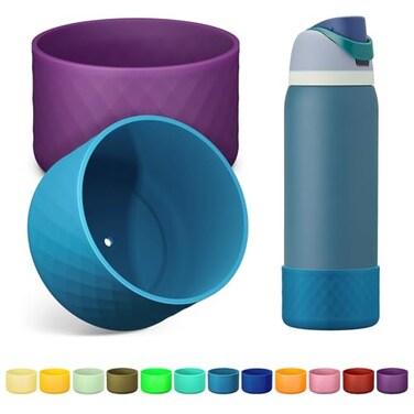 Alwenid 2PCS Silicone Water Bottle Boot for Owala 40 Oz AntiSlip Protective Sleeve Bottom Bumper Protector for FreeSip Twist and Flip Stainless Steel Water Bottles Dark PurpleDark Blue