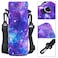 AORTDES Neoprene 500ML Water Bottle Bag Carrier Portable Insulated Bottle Sling Holder Case Pouch with Adjustable Shoulder Strap for Men Women Walking Hiking Running Purple Galaxy