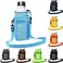 Berlune 8 Pcs Water Bottle Holder with Strap Drawstring Water Bottle Carrier with Zipper Pocket Adjustable Shoulder Mesh Sling Bag for Hiking Walking Camping Travel 8 Colors
