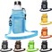Berlune 8 Pcs Water Bottle Holder with Strap Drawstring Water Bottle Carrier with Zipper Pocket Adjustable Shoulder Mesh Sling Bag for Hiking Walking Camping Travel 8 Colors