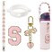 SITKOL Cute Letter Charm Set with Secure Handle Strap Silicone Ring Monogram Sticker and Personalized Decoration for Owala Compatible Water Bottle Travel Carry School Gift and Daily Use Pink S