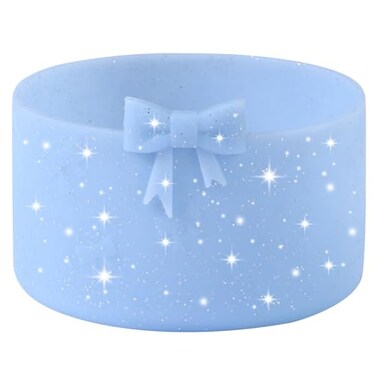 HIUSITY Glitter Bow Silicone Boot for Stanley Quencher Tumbler H20 30oz 40oz IceFlow 20oz 30oz Owala 24oz Hydroflask Water Bottle 1224oz Protective Bottom Sleeve for Stanley Cup AccessoriesBlu