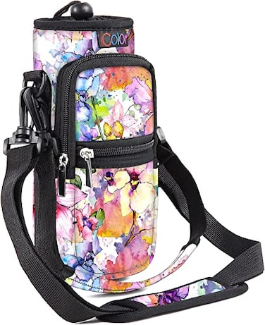 icolor Water Bottle Carrier Bag Holder 25324064ozAdjustable Padded Shoulder Handle Strap Sports Sling Hiking PackInsulated Neoprene Wide Mouth Bottle Sleeve