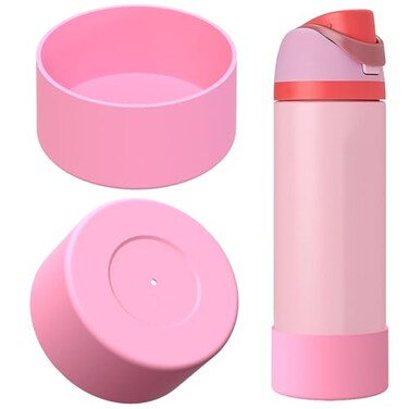 Linkidea 2 Pack Water Bottle Boot Compatible with Owala FreeSipTwistPotter 24oz Bottles Silicone AntiSlip Bottle Bottom Bumper Protector Light Pink