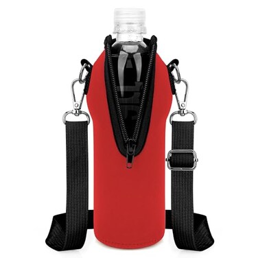 Linkidea Disposable Water Bottle Carrier with Strap Compatible with Smartwater 16920Fl Oz Insulated Neoprene Plastic Bottled Water Cover Holder with Clip for Backpack Red
