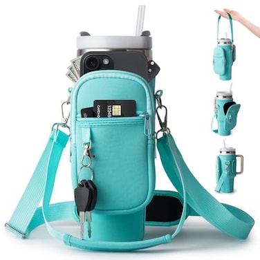 linmaya Water Bottle Carrier Bag for Stanley Cup 4030oz with Phone Holder PocketsNeoprene Water Bottle Crossbody Bag with Adjustable Shoulder Hand Strap Stanley Cup Accessories