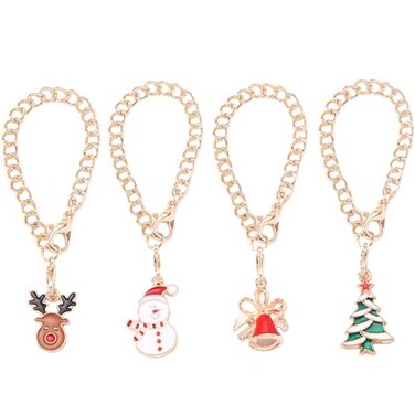 LUOTIVON 4PCS Christmas Charm Accessories for Stanley Cup XMAS Keychain Handle Charm for Stanley Tumbler