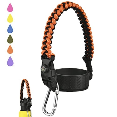 Miracredo Paracord Handle for Hydro Flask Standard Mouth Water Bottle with Rubber Ring and Carabiner Narrow Mouth Strap Handle for Hydroflask Standard Fit 12 oz to 24 oz