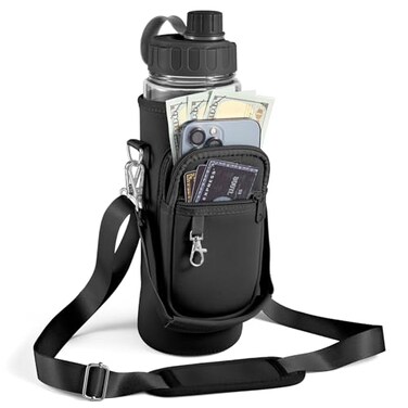 Noxgifix Water Bottle Holder with StrapWater Bottle Bag3240 oz Large CapacityAdjustable Shoulder Hand Strap2 Phone Pocket Water Bottle HolderWater Bottle Accessories for Camping Running Walking