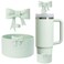 Oddyami Cup Accessories Set for StanleyIncluding 1Pcs Cute Bow Straw Cover Caps 10mm Reusable Straw Toppers1Pcs Silicone Boot Sleeve for Stanley Quencher H20 Tumbler with Handle 3040oz Mist