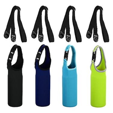 PATIKIL 67mmx185mm Water Bottle Sling Bag 4 Pack Neoprene Portable Insulated Bottle Holder Carrier with Removable Adjustable Shoulder Strap 4 Color