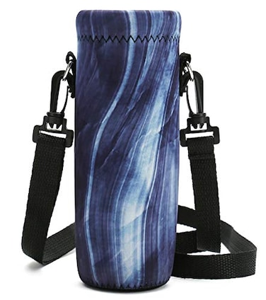 RICHEN Neoprene Water Bottle Carrier Bag with Adjustable Shoulder StrapInsulated Water Bottle Cover for 1000ml32oz Stainless SteelGlassPlastic Bottles Blue Marble1000ml