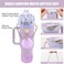 SEMATA Bling Accessories for Stanley Cup 40oz 30oz Tumbler including Silicone Cute Bow Straw Topper Cover Silicone Boot for Stanley CupLeather Water Bottle Handle Strap CharmsPurple