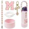 SITKOL Silicone Boot Cute Monogram Set Compatible with Owala Water Bottle 32 oz Perfect Letter Owala Accessories for Owala Tumbler Owala Free Sip Pink Owala Black Owala owala coffee tumbler Pink M