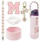 SITKOL Silicone Boot Cute Monogram Set Compatible with Owala Water Bottle 32 oz Perfect Letter Owala Accessories for Owala Tumbler Owala Free Sip Pink Owala Black Owala owala coffee tumbler Pink M