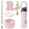 SITKOL Silicone Boot Cute Monogram Set Compatible with Owala Water Bottle 32 oz Perfect Letter Owala Accessories for Owala Tumbler Owala Free Sip Pink Owala Black Owala owala coffee tumbler Pink R
