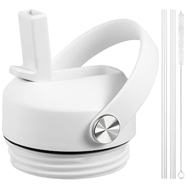 FLORAPELL Straw lid for Yeti Rambler 18 26 36 64 oz Lid with Straws and Flexible Handle Replacement Cap for Yeti 18oz 26oz 36oz 64oz Rambler Water Bottle Straw Cap White