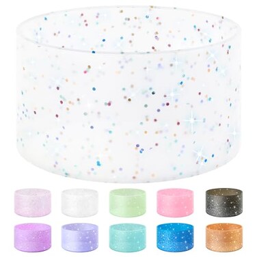 Vmini Protective Glitter Silicone Boot Compatible with Stanley Tumbler 2040oz Hydro Flask Water Bottle 1224oz and More BottlesTumblers with 28295in Bottom Bling AntiSlip Sleeve Cover