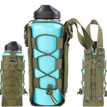 WICKTICK Molle Water Bottle Holder Pouch 16 24 32 40 64 oz MultiPurpose Tactical Fuel Bottle Bag Adjustable Size for Outdoor Activities Adapted to BackpackVestBelt Green Classic