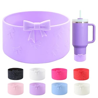 YAYAYOUNG Bow Silicone Boot for StanleyTumbler 2040oz Owala Water Bottle 24oz IceFlow 20oz 30oz Hydroflask Water Bottle 1224oz AntiSlip Sleeve for Stanley Cup AccessoriesPurple
