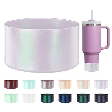 ZXFYE Glossy Gradient Silicone Boot Compatible with Stanley H20 2040oz IceFlow 2030oz Chameleon Metallic Shimmer Cup Sleeve Protector for Hydroflask and Bottle Bottom with 283in