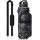 Fimibuke 32 oz Water Bottle with Sleeve BPA Free Leakproof Sport Large 1L Plastic Motivational Water Bottle with Straw Strap Insulated Neoprene Holder Carrier Bag for Women Men A8Camo
