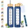 SipZest 32 oz Glass Water Bottle with Straw Motivational Time Marker Silicone Sleeve Reusable Tumbler Includes 2 Bamboo Lids Fruit Infuser 1 Pack