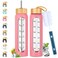 SipZest 32 oz Glass Water Bottle with Straw Motivational Time Marker Silicone Sleeve Reusable Tumbler Includes 2 Bamboo Lids Fruit Infuser 1 Pack