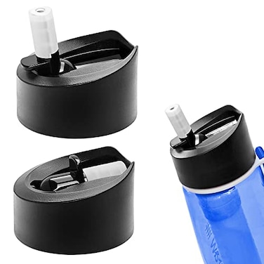 WtrBtl 2 Pack Water Bottle Lid Replacement for LifeStraw Go Water Bottle Water Bottle Lid Replacement Parts Compatible with LifeStraw Go Filter Water Bottles Black