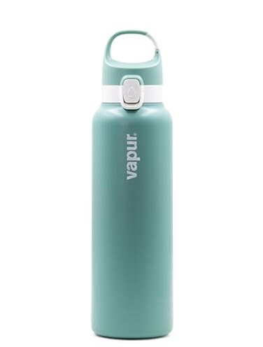 Vapur Chill Double Wall Insulated Reusable Water Bottle With Lockable Lid Keeps Drinks Cold or Hot Hydration On The Go Ideal for Traveling Hiking or Camping BPA Free 20 Ounce Sea Glass Green