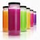 All About Juicing Clear Glass Water Bottles Set 6 Pack Wide Mouth with Lids for Juice Smoothies Beverage Storage 16 oz Durable Reusable Dishwasher Safe Leak Proof Black Caps