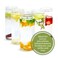 All About Juicing Clear Glass Water Bottles Set 6 Pack Wide Mouth with Lids for Juice Smoothies Beverage Storage 16 oz Durable Reusable Dishwasher Safe Leak Proof Black Caps