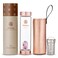 Almeara Crystal Water Bottle Amethyst Rose Quartz Clear Quartz Crystals Authentic Gemstones Loose Leaf Tea infuser Gem Elixir Infused Tempered Glass Water Bottle Gift ready box 169 oz