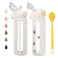 chunmo 24 oz Glass Water Bottles with 2 LidsHandle Spout Lid Straw Lid Motivational Water Bottle with Time Marker and Silicone SleeveLeakproofWhite1 Pack