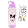 SANRIO Kuromi Reusable Water Bottle Set Sanrio Bundle 30oz Plastic Water Bottle with Spout for Home School Sports Plus Sticker and More Kuromi Container