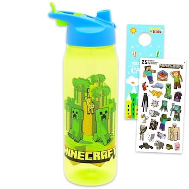 Minecraft Water Bottle Set for Boys Bundle with a Refillable 20oz Container Stickers and More Sports Bottle for Kids Girls