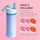 Vitapod Paris Hilton x Daily Wellness System 22oz Pearlescent Water Bottle in Poolside Blue 6 Drink Mix Pod Sampler Includes BEAUTY HYDRATION and ENERGY Functional Drink Mix Pods