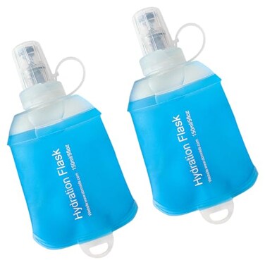 WILDREEDS 150ml Soft Flask TPU Collapsible Soft Water Bottle for Hydration Pack Running Vest Folding Water Bottle for Hiking Cycling Climbing2Pcs Blue