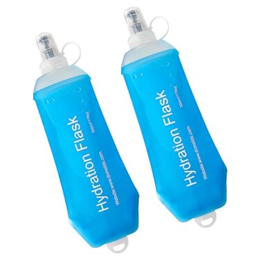 WILDREEDS 500ml Soft Flask TPU Collapsible Soft Water Bottle for Hydration Pack Running Vest Folding Water Bottle for Hiking Cycling Climbing2Pcs Blue