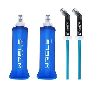 WRELS TPU Soft Flask 150ml250ml500ml Water BottleBPA Free Collapsible Hydration Flask for Running Hiking Cycling Climbing and Marathon 250ml845oz with straw2 Pack