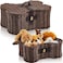 Barydat 2 Set Large Small Dog Toy Basket with Lid Bone Shaped Basket for Dog Natural Wicker Woven Handmade Pet Puppy Toy Organizer and Storage Box Bin for CatsWickerDark Brown