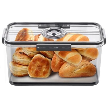 ANYPROLUS Bread Box for Homemade Bread Boxes for Kitchen Counter Airtight Time Recording Bread Storage Container with Lid Bread Containers Storage Airtight Loaf Bread Keeper Dark Grey