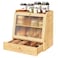 HOOBRO Bread Box Bamboo Bread Box Storage Container with Drawer 2Tier Kitchen Countertop Food Storage Box with Acrylic Door for Food Natural YL21MB01