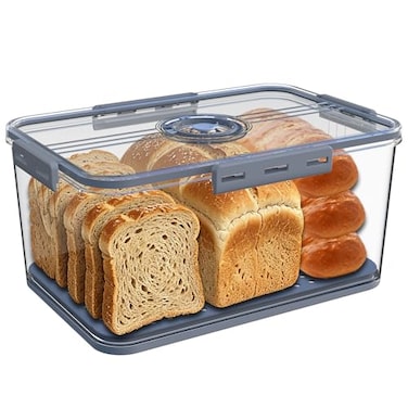Honbuty Bread Box Bread Boxes with Lid for Kitchen Counter Airtight Loaf Bread Storage ContainerLarge Time Recording Bread Keeper for Homemade Bread Toast Bagel Donut and Cookies Gifts for Mom Dad
