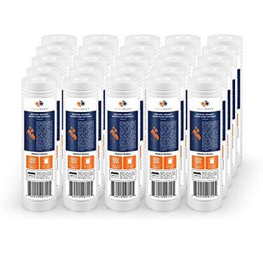 Aquaboon 5 Micron 10 x 25 Grooved Sediment Water Filter Replacement for Whole House Filter Cartridge Compatible with AP110 WHKFGD05 CFS110 25Pack