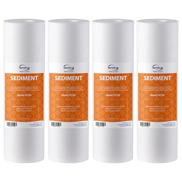 iSpring FP150X4 10x25 Universal Sediment Water Filter Replacement Cartridges 50 Micron Multilayer Sediment Filter 4 Pack