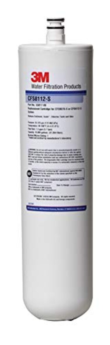 3M Cuno CFS8112S replacement water filter cartridge with scale inhibitor 1 micron 10000 gallon capacity for ice machines and foodservice white