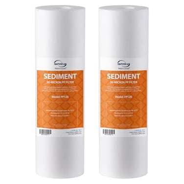 iSpring FP120X2 10x25 Universal Sediment Water Filter Replacement Cartridges 20 Micron Multilayer Sediment Filter 2 Pack